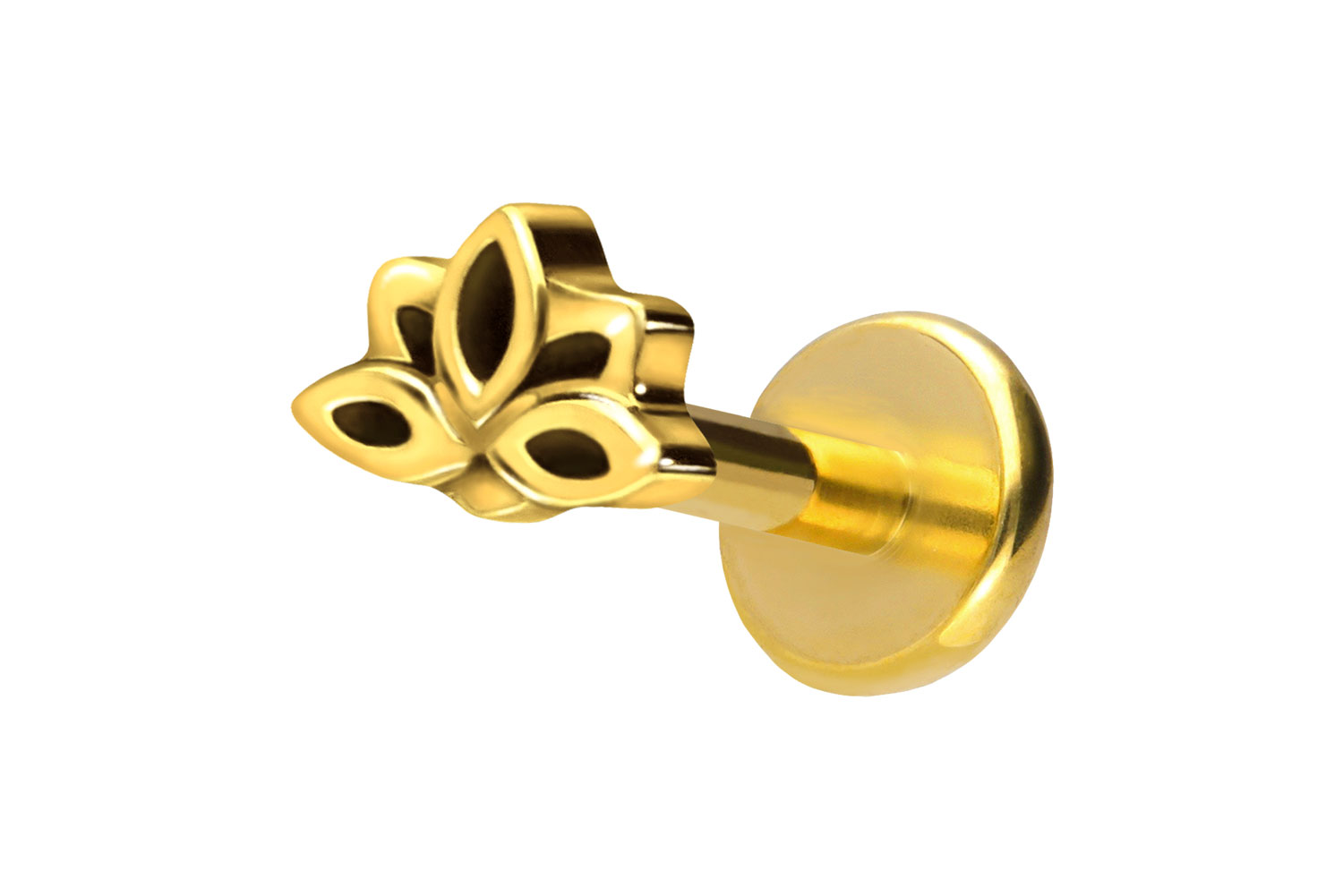 Titan Labret Piercing mit Push Fit LOTUSBLÜTE